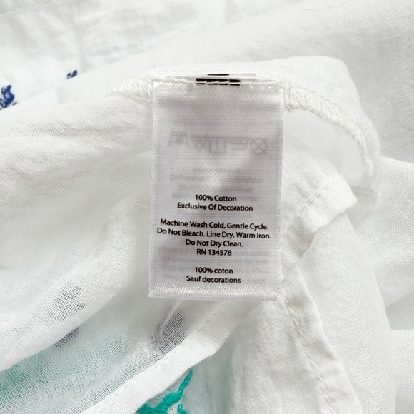 Vineyard Vines Medallion Popover Dress White Cap Blue Embroidered Size M - Picture 10 of 10